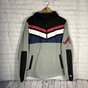 New Era Atlanta Braves Quarter Zip Colorblock Pullover Baseball Pockets Fleece